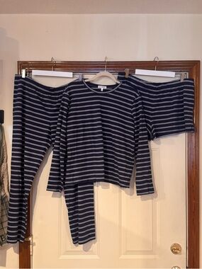 LAKE Striped Navy and White Long Sleeve Pajama Set